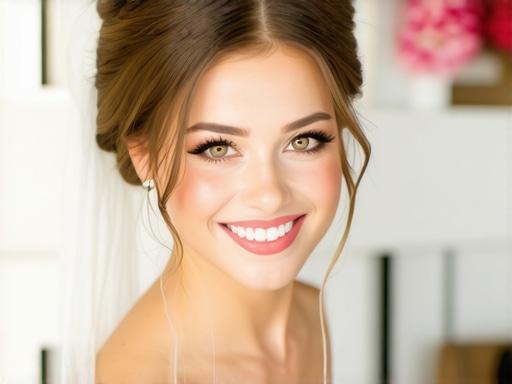 Bride smiling with styled hair in Warrenton