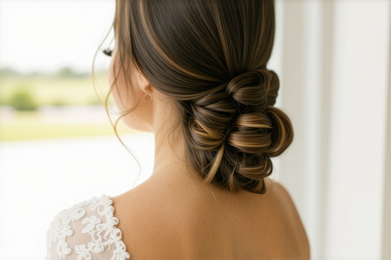 Elegant bridal hair updo styling